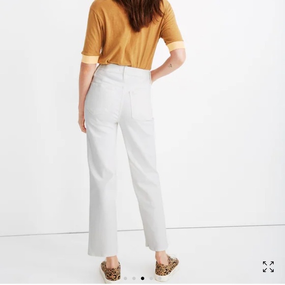 Madewell Cropped High-Rise Slim Wide-Leg Jeans in Tile White - COLOR: Tile White - Picture 3 of 12